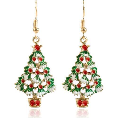 New Design Alloy Christmas Tree Rhinestone Earrings And Necklace For Women Jewerly Sets