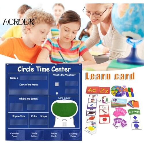 Learning Center Card Chart Calendar Weather Card Letter Word Card Math Card for Kids Children Educational Hanging Bag FC