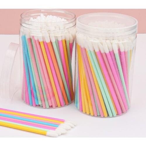 Disposable lip brushes makeup kit 200pcs Mixed color Fiber flocking mini lipstick lip gloss stick korean cosmetics Makeup brush