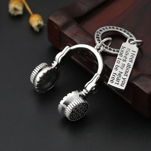 S925 Sterling Silver Personality Sweater Chain Necklace Pendant Creative Letter Card Headset Jewelry For Men And Women Pendant