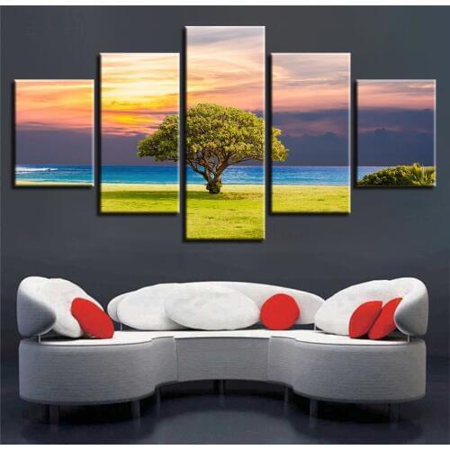 Landscape Sky Cloud Star Mountain River Hot Air Balloon 5 Piece Wall Pictures For Living Room Color Painting Art Home Decor