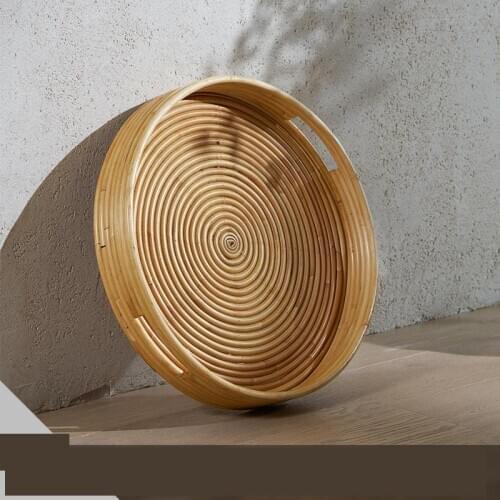 Diameter 45cm Rattan Tray Big Plate Storage Plate Home Decor Handcraft Sundries Organizer Natural Rattan Eco-friend