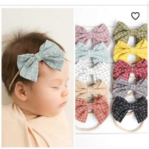 36pc/lot,3" Handtied Fabric Bow Headbands Hair Clips, Plaid Hair Bow Clips, Baby Girls Hair Accessories