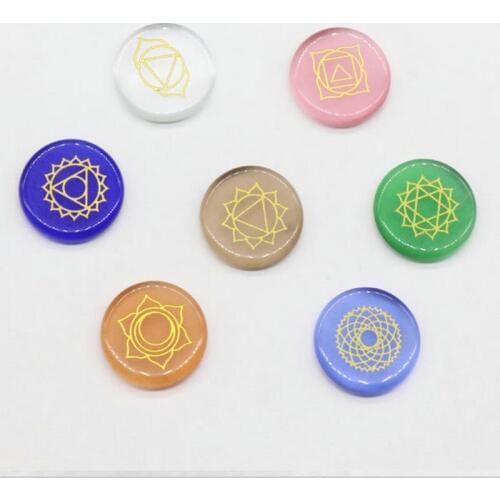 Reiki charms Chakela Opal Seven Chakras Yoga Energy Healing Lint Bag 7pcs/set