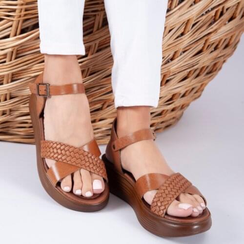 2021 Summer Women Vintage Premium Brown Orthopedic Open Toe Sandals Premium Non-slip Breathable Leather Casual Women Shoes