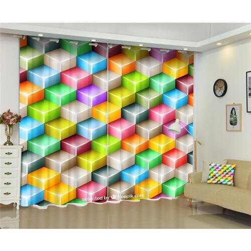 Curtains step block Luxury Blackout 3D Curtains For Living Room window Children Bedroom Drapes cortinas Rideaux Customized size