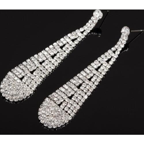 Rhinestone Drop Earring Ear Ring Fashion Exaggerated Bride Assembly Jewelry 180404-5