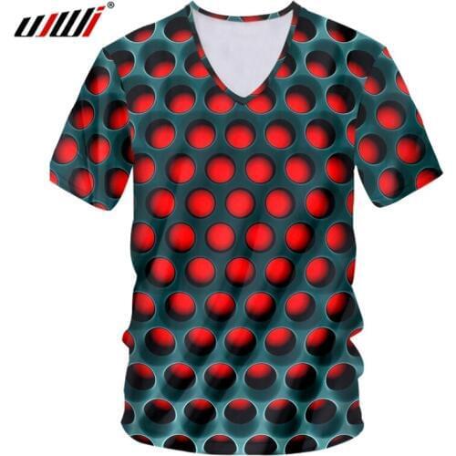 UJWI T-shirt Male New Deep V-neck Slim Fit Funny 3D Tee Shirt Printing Red black mesh Streetwear Clothing Men Spring Tshirt 5XL