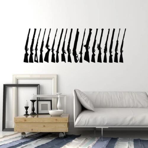Military War Men Garage Sniper Rifle Rifle Weapon Vinyl Wall Decal Family Living Room Bedroom Art Decoration Stickers Mural SL11