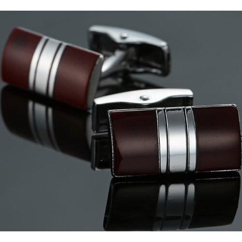 High quality Enamel Cufflinks new fashion jewelry wine red Cufflinks mens business shirt suit badge pin gift