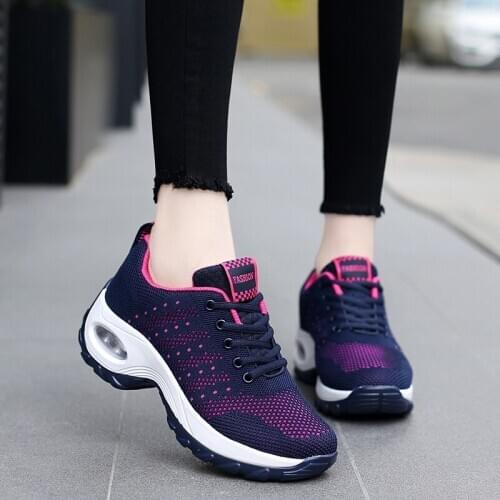 Women Sneakers Mesh Running shoes Ladies Walking Dancing Sport Shoes Outdoor Air Cushion Breathable Footwear Lace up Sneakers