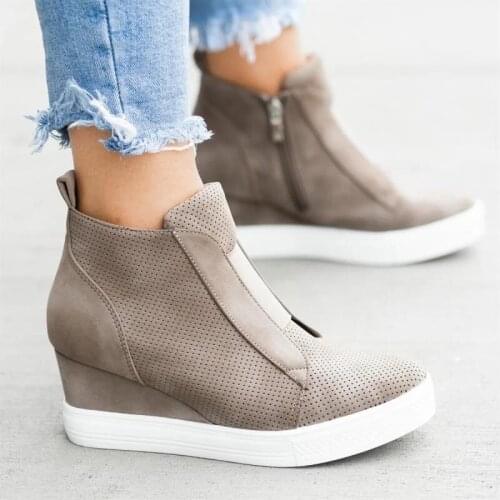 Womens Casual High-top Flat Shoes, Womens Fashion Wedge Shoes, Outdoor Walking Sneakers, Womens Shoes, Size 43