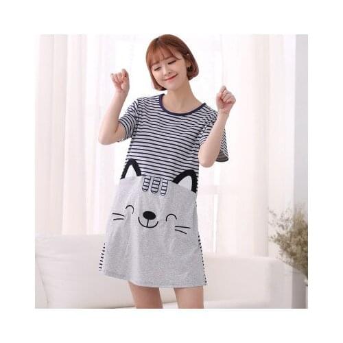 Cotton 2022 Women Loose Nightgowns Sleepshirts Sleepwear Girls Underwear Nightdress Sleep Lounge Womens Nightwear AW7647