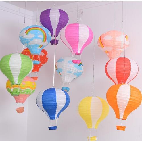 1pc 12inch 30cm/16inch 40cm Rainbow Hot Air Balloon Fold Paper Lampshade Kids Birthday Party Wedding Decoration Props