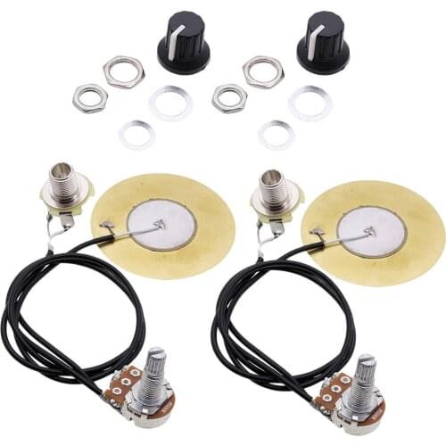 2pc 50mm Guitar Pickup Piezo Transducer Prewired Amplifier with Output Jack