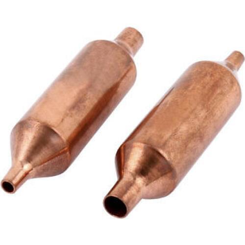 2 Pcs Copper Tone Tube Shape Air Conditioner Fridge Dry Filter 77mm Long
