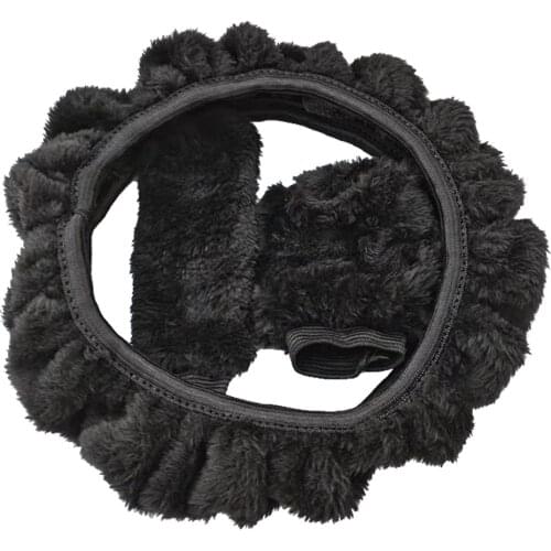 3 pcs/set Charm Warm Long Wool Plush car Steering Wheel Cover woolen Car Handbrake Accessory hot selling