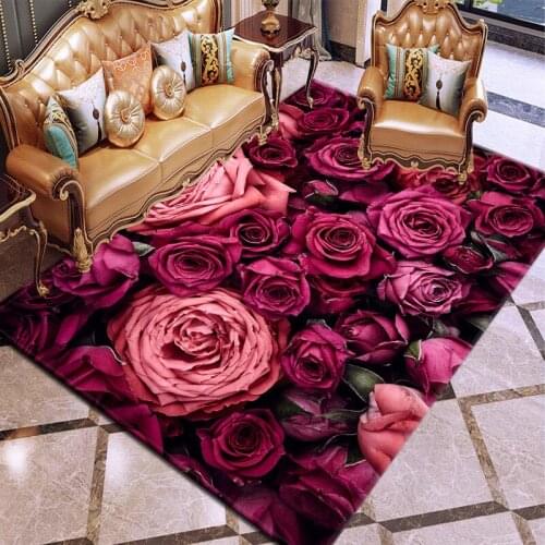 3D Flowers Pattern Carpets For Living Room Bedroom Area Rugs Non-Slip Hallway/Kitchen Parlor Decor Mats Size Carpet Large Floor