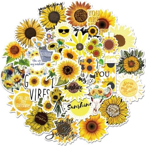 50 PCS Classic Flower You Are My Sunshine Stickers For Luggage Computer Skateboard Guitar Car Waterproof Graffiti Stickers Toys