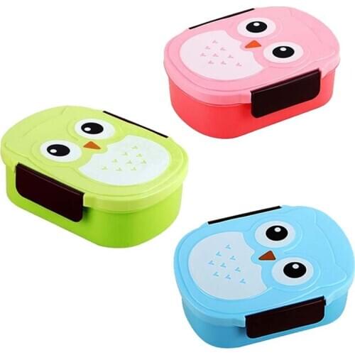 900ML Kids Bowl with Spoon Fork Children Bento Boxes Lunchbox Food Storage Case Cute Owl Shape Lunch Container