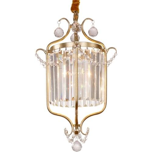 American Luxury Crystal Pendant Lights Aisle Bedroom Indoor French Balcony Lamps Modern Living Room Deco Hanging Lights Fixtures