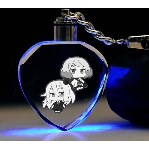 Kill Angel Heart shaped Anime LED Key Chains Keyring Crystal Toy Keychain Light Keyholder Unisex Gifts