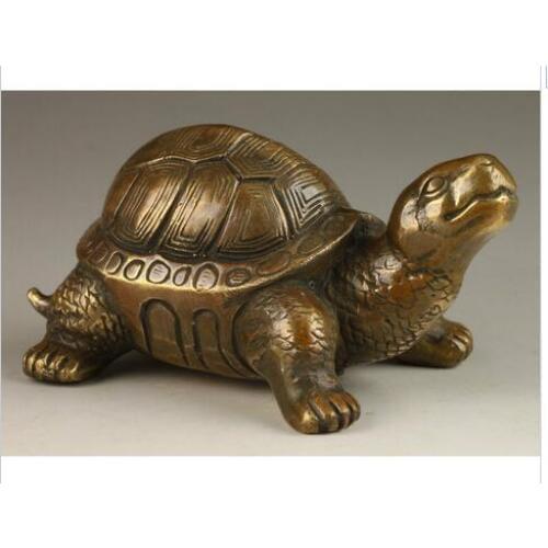 Decoration bronze factory Pure Copper Antique Old Elaborate Chinese Collectable Old Brass Exorcism Tortoise Auspicious Statue