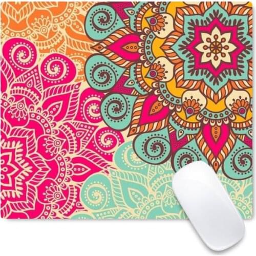 Color mandala Gaming Player desk laptop Rubber Mouse Mat Non slip Cushion Square Thickness 2mm