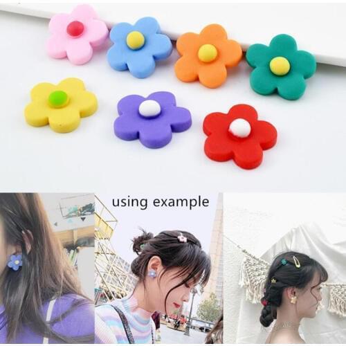 10pcs/pack Colorful Resin Flat-back Flower DIY Loose Beads Earrings/Hairpin findings pick up color 20/25mm y1283