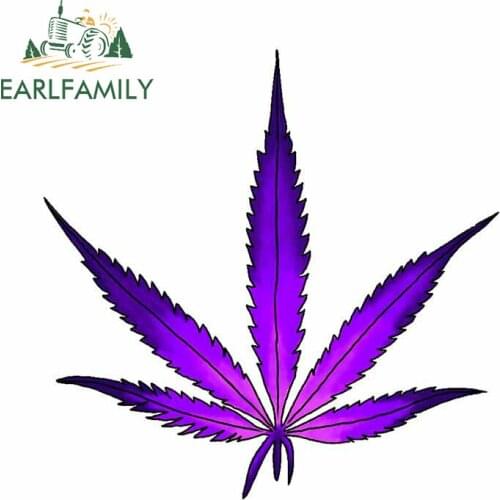 EARLFAMILY 13cm x 13cm for Hemp Leaf purple Decal Motorcycle Surfboard Bumper Car Stickers Personality Windshield Vinyl Car Wrap