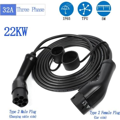 EV Auto Kabel Typ 2 zu Typ 2 Stecker Drei Phase für Elektrische Auto Zubehör 5M EVSE ladekabel