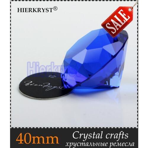HIERKYST 5pcs Blue Glass Crystal Diamond Paperweight Rainbows Cut Crafts Wedding Decoration Europe Style Ornaments 1.57" 88-7A