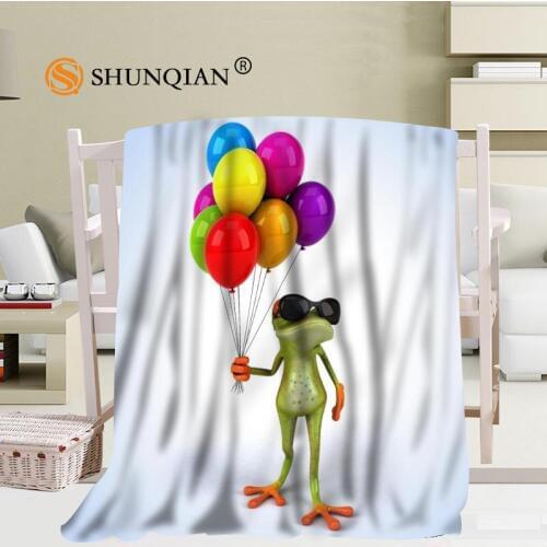 Custom frog Travel Blanket Home TV Casual Relax for Family Soft Fluffy Warm Blanket