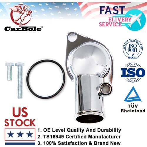 Carbole High Quality Chrome Aluminum Thermostat Housing Water Neck 2661 For Chevy SBC BBC 1966-1978 V6 V8