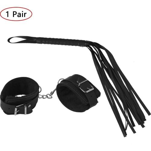 Two Piece Couples Night Cosplay Role Play Sex Erotic Toys Accessories Plush Wrist Cuffs With PU Leather Blindfold Whip Porno Set