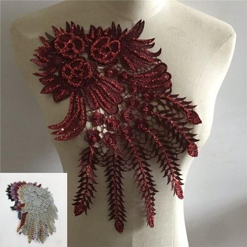 New Listing Embroidery 3D Flower Sequin Lace Collar DIY Lace Fabric Craft Material Decoration Dress Sewing Accessories Supplies