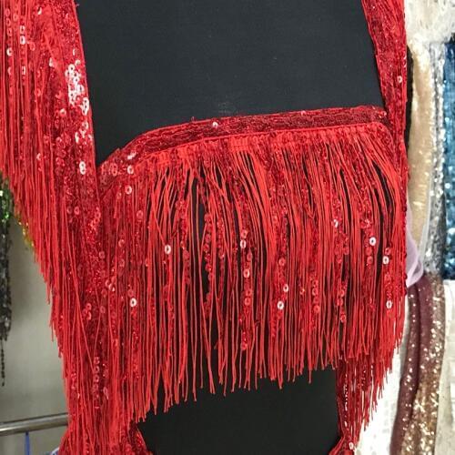 15CM Sequined Fringe Trimming Lace With Laser For DIY Sewing Latin Dance Dress 5Yards 3 Colors Available