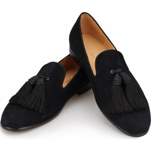 BLACK tassel adorn comfortable fashion US 5-12 Mens Cotton FABRIC wedding career work party dance shoes