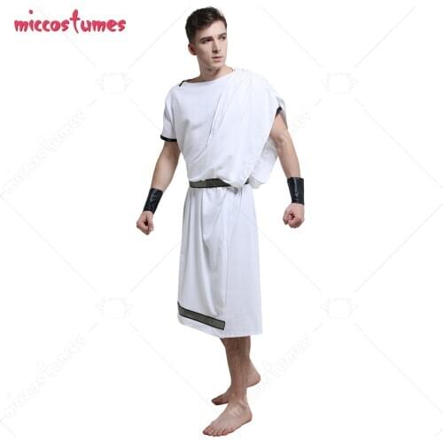 Men Ancient Greece Rome Traditional Civilian Robe Fullset Cosplay Costume