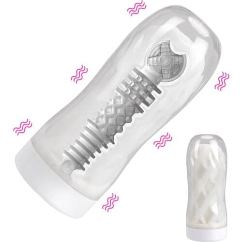 Soft Pussy Aircraft Cup Male Masturbator Cup with Bullet Vibrator Vacuum Sex Cup Vagina Adult Endurance Exercise Sex toy for Men