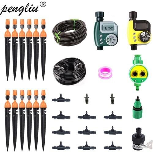 DIY Automatic Micro Drip Irrigation kit/set 8/11mm/10M and 4/7mm/20M Watering Hose Kits With Adjustable Dripper System IT066