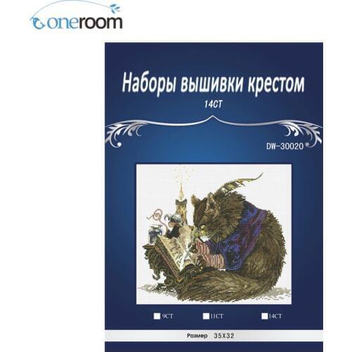 4CT 16CT 18CT White aida Cute Love Counted Cross Stitch Kit Le Calligraphe The Calligrapher Cat Kitty Write Book Nimue