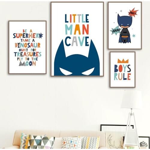 Wall Art Canvas Painting Hero Boy Rule Cartoon Nordic Posters And Prints Wall Pictures For Kids Room Bedroom Decoration