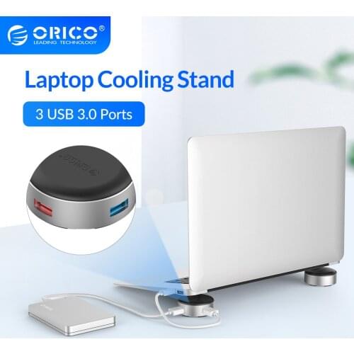 ORICO 3 Port USB3.0 Laptop Stand Portable Aluminum Laptop Cooling Pad Desktop for MacBook Dell Computer Tablet