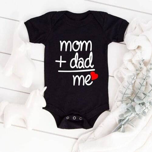 Dad+Mom=Me Funny Newborn Baby Bodysuits Cotton Summer Baby Boys Girls Oneises Infant Baby Rompers Outfits Baby Clothes