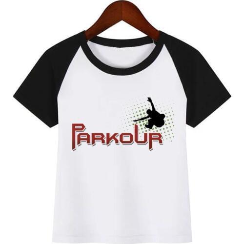 Boys and Girls Evolution of Parkour Born To Jump Diy Print T Shirt Baby Kids Funny Clothes Children Summer T-shirt
