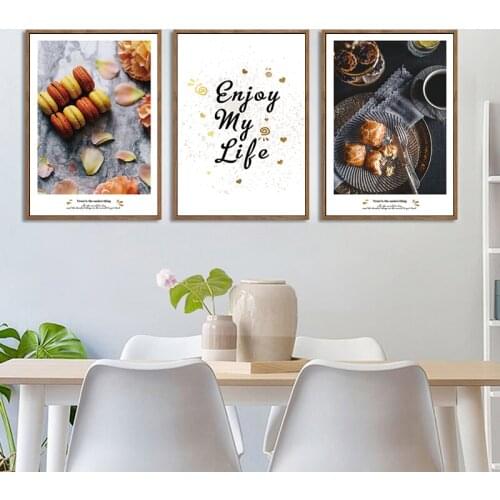 Macaron Bread Coffee Food Wall Art Poster For Kitchen Decoration Quotes Art Print Bakery Coffee House Canvas Painting Home Decor
