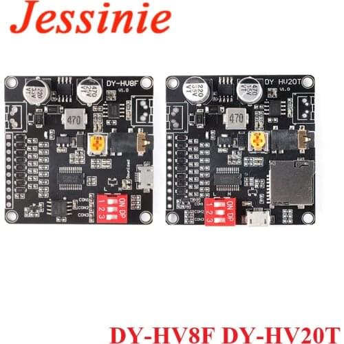DY-HV8F DY-HV20T Voice Playback Module Board MP3 Music Player 10W 20W 12V 24V Playback Serial Control DIY Electronic For Arduino