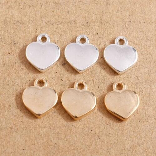 20cs 12x10mm Gold Silver Color Small Alloy Hearts Pendants Charms for DIY Bracelets Necklaces Jewelry Making Findings