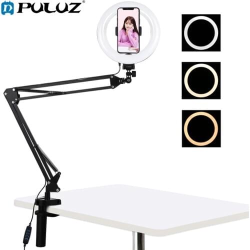 PULUZ 7.9/10.2 inch Selfie Ring Light with Desktop Table Arm Light Stand USB LED Vlogging Selfie Photography Video Lights